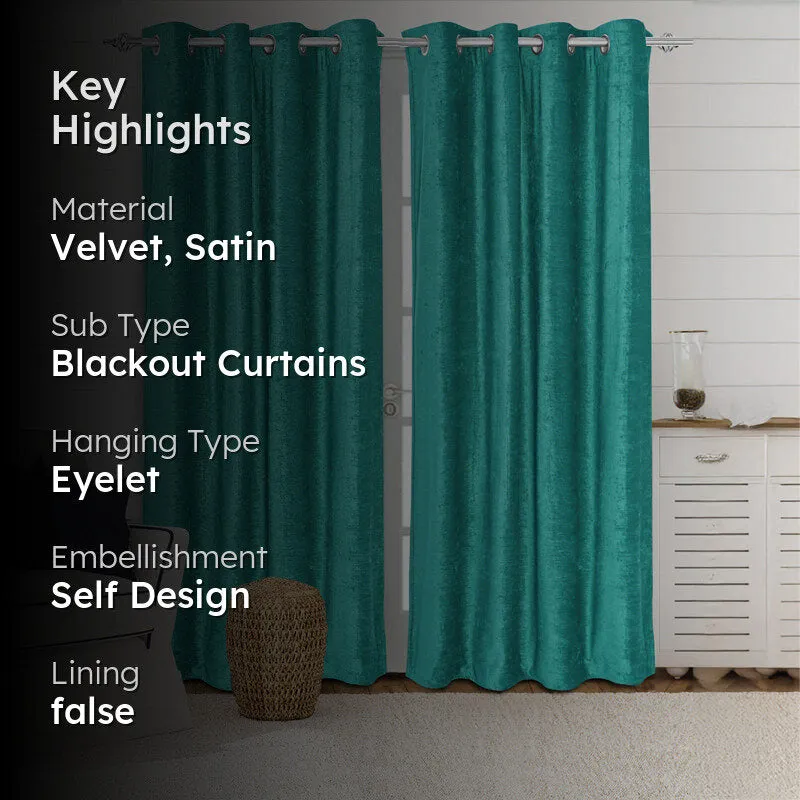 Saral Home Auriels Blackout Curtain (Teal) - Set Of Two media 2