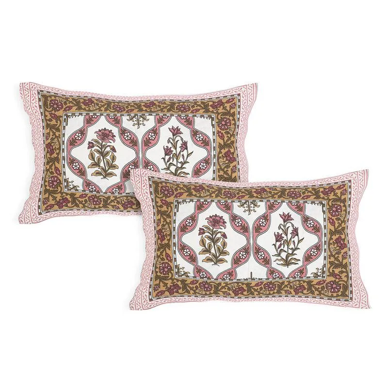 Yashasvi Ethnic Cotton Bedsheet (Pink,White) - 180 TC media 3