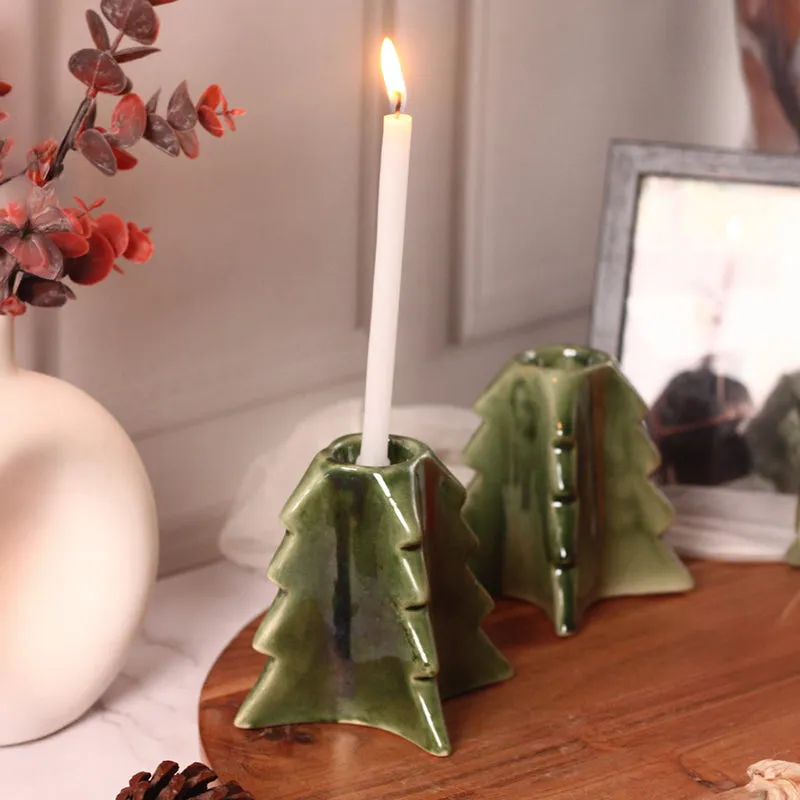 Pineria Ceramic Candle Stand - Green media 4