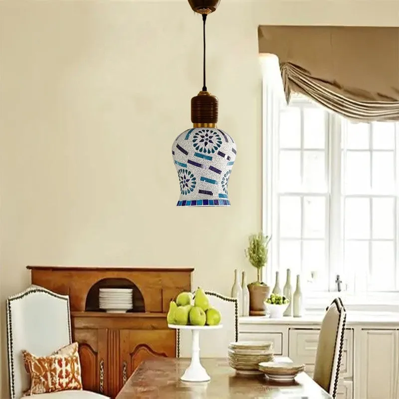 Mosaic Petal Pendant Wooden Ceiling Lamp media 3