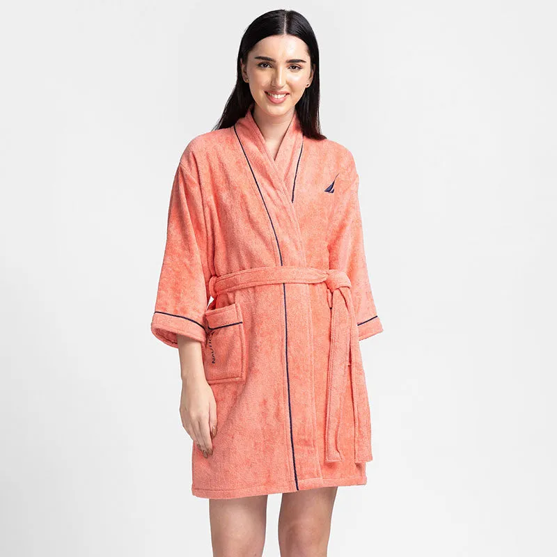 Nautica Cashmere Dreams Cotton Bath Robe - Coral media 1