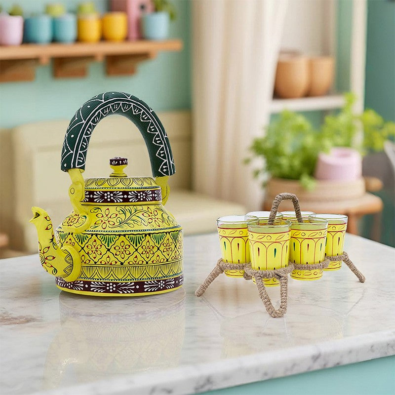 Brew Serve Handpainted Tea Set With Stand - Eight Piece Set media 5