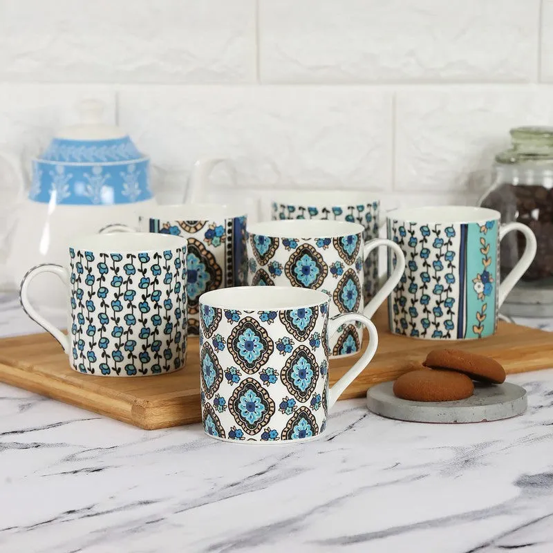 India Circus Sketch Pattern Tea Cups (220 mL Each) - Set Of Six media 1