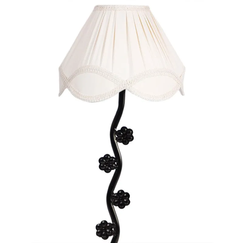 Novara Cotton Table Lamp With Iron Base - White media 6