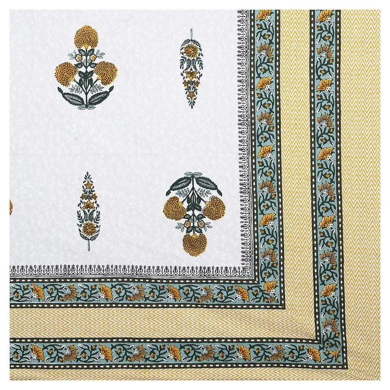 Pamia Ethnic Cotton Bedsheet (Yellow) - 160 TC media 4