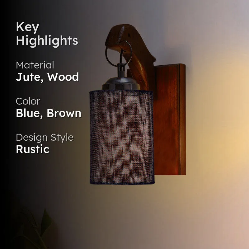 Estrella Jute & Wooden Wall Lamp - Blue media 2