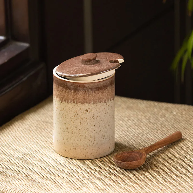Soulcraft Ceramic Jar With Spoon (500 mL) - Two Piece Set media 1