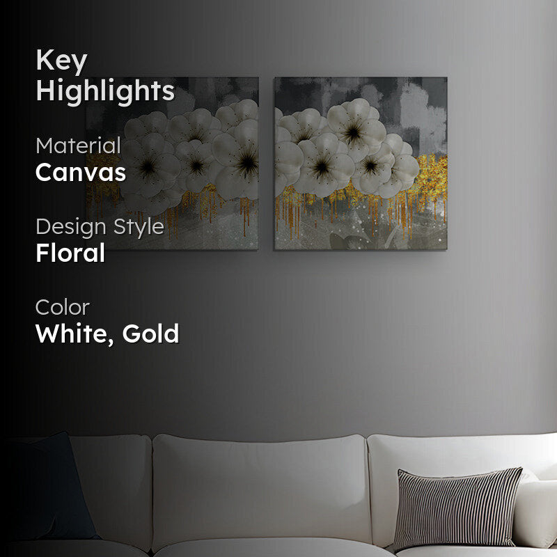 Opal & Gold Canvas Wall Painting - Set Of Two media 2