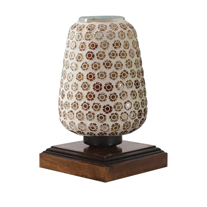 Miraelle Glass Table Lamp With Wooden Base - Multicolor media 5
