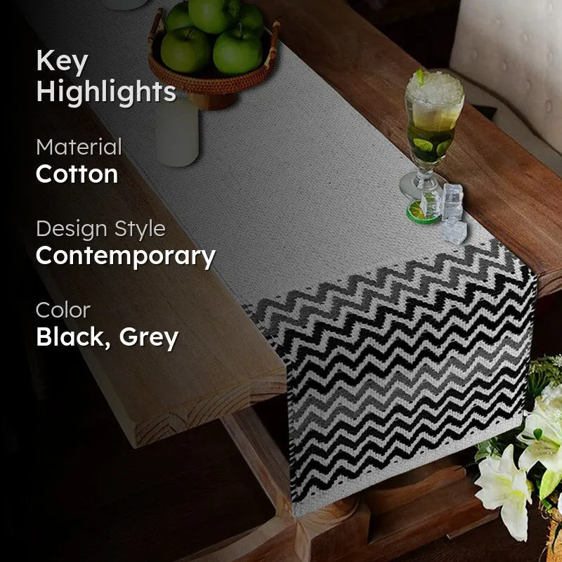 Zebra Peaks Chevron Cotton Table Runner media 2