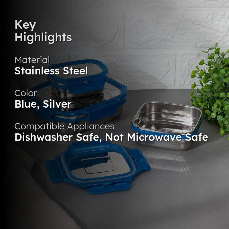 Savory Sam Dark Blue Lunch Box (550/300/150 mL) - Set of Three media 2
