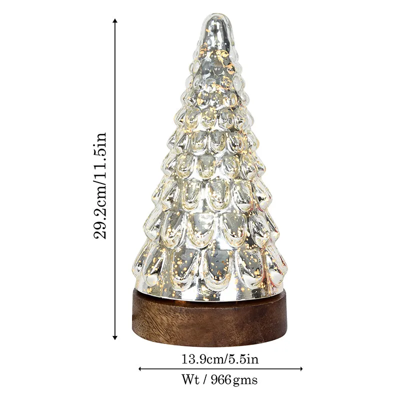 Vibrant Pinewood Xmas Tree Glass Table Lamp White - Silver media 5
