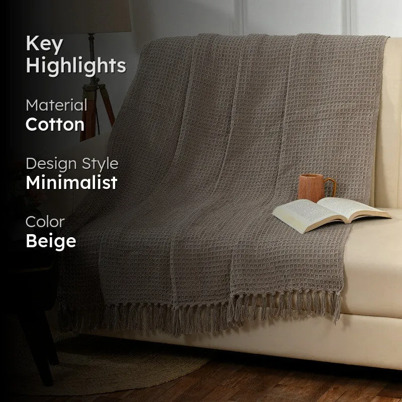 Arida Cotton Waffle Throw - Beige media 2