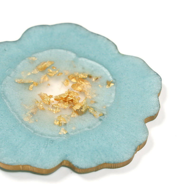 Gold Fleck Resin Coaster (Aqua Blue) - Set Of Two media 5