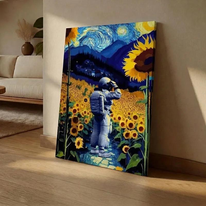 Astronaut in Sunflower Eden Wall Painting media 1