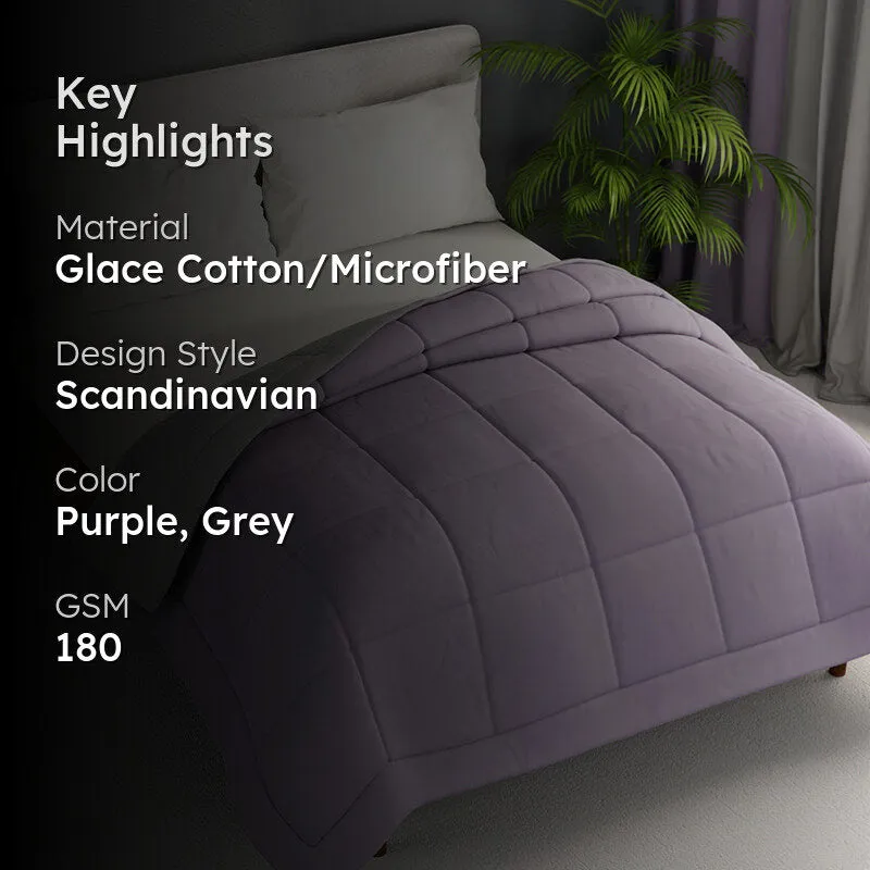 Herbert Reversible Solid Comforter (Lavender) - 120 GSM media 2