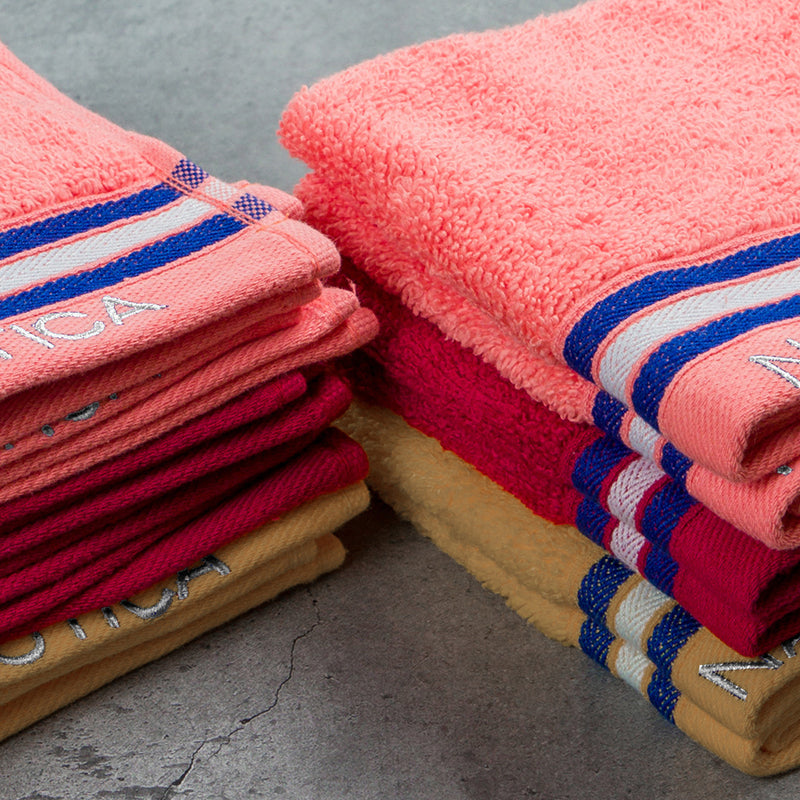 Nautica Dove Down Cotton Face Towel (Coral, Burgundy & Beige) - Set Of Twelve media 5