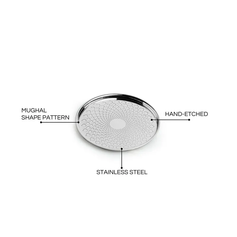 Mughal Mirage Hand-Etched Stainless Steel Coaster - Set Of Four media 6