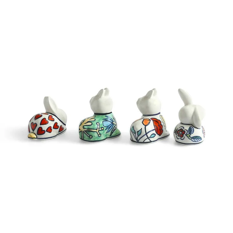 Bunny Army Ceramic Handpainted Decorative Showpiece - Set Of Four media 4