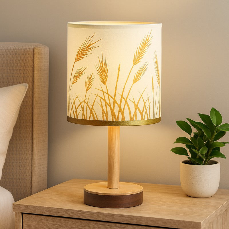 Grainix Wooden Fabric Table Lamp - Beige,Brown