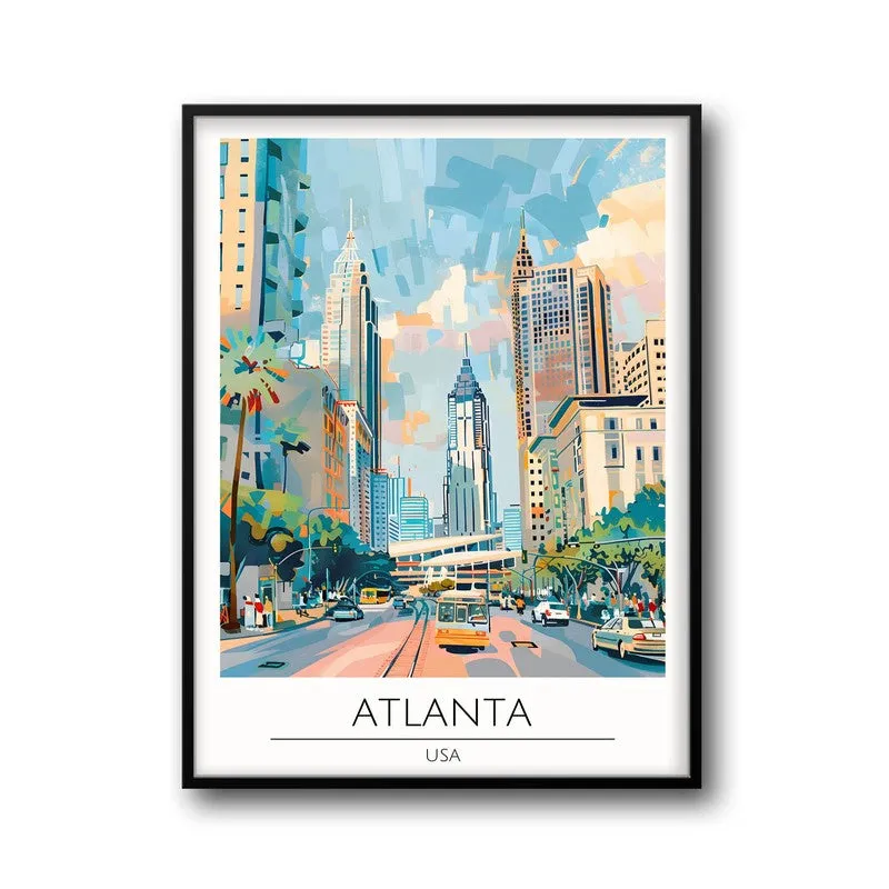 Vintage Atlanta Framed Canvas Wall Painting media 5