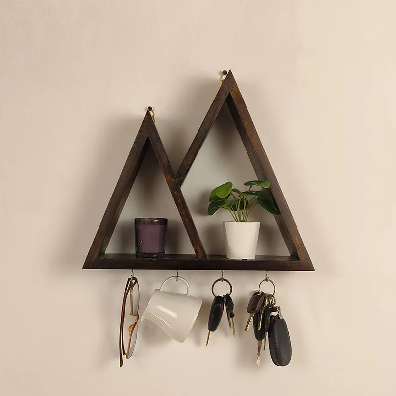 Illustratia Wooden Wall Shelf Organiser with Key Holders media 3