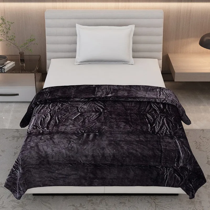 Monte Carlo Luxora Solid Polyester Blanket (Dark Brown) - 300 GSM media 3