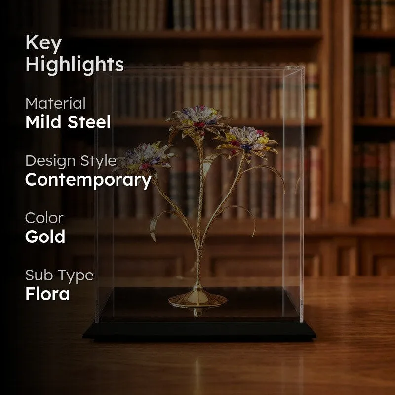 TriDaisy Elegance 24K Gold Plated Mild Steel Showpiece (Multicolor) media 2