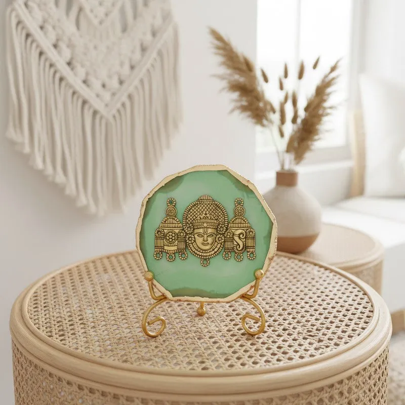 Mahalakshmi Agate Showpiece With Stand - Green media 4