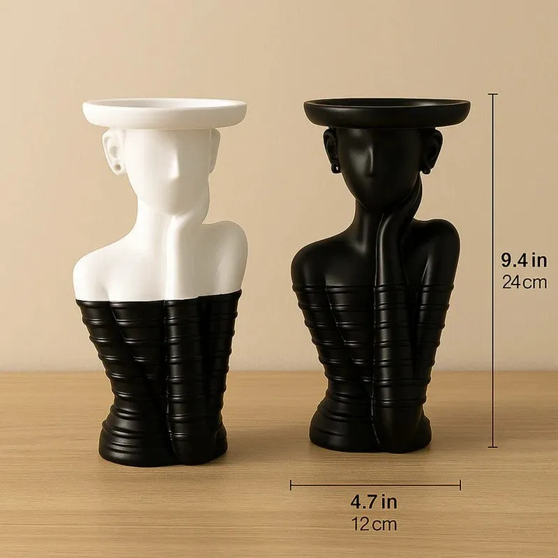 Modo Resin Candle Holder (Black & White) - Set Of Two media 6