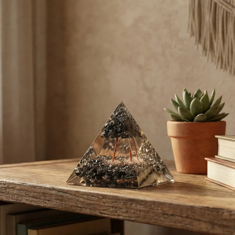Pyrite Money Attraction Glass Pyramid media 7