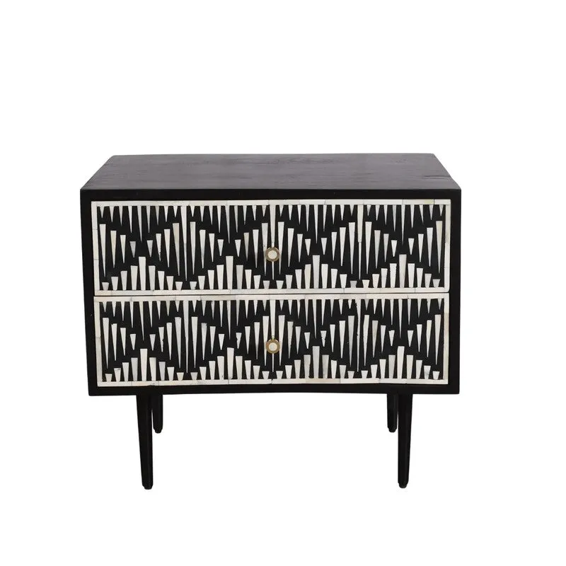 Modern Black Mother of Pearl Bedside Table media 6