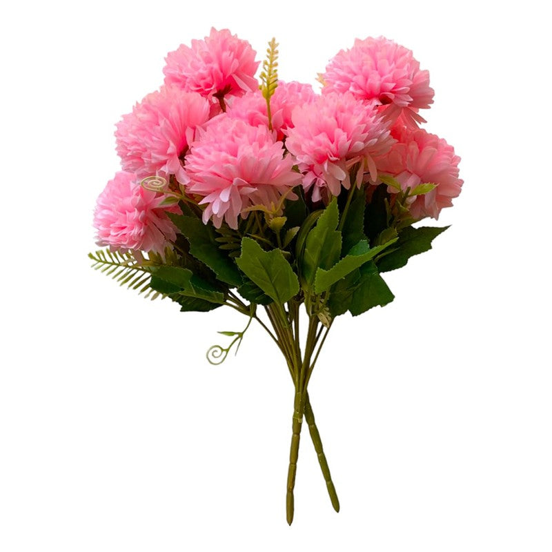 Hortensia Chrysanthemum Silk Artificial Flower Sticks - Pink media 4