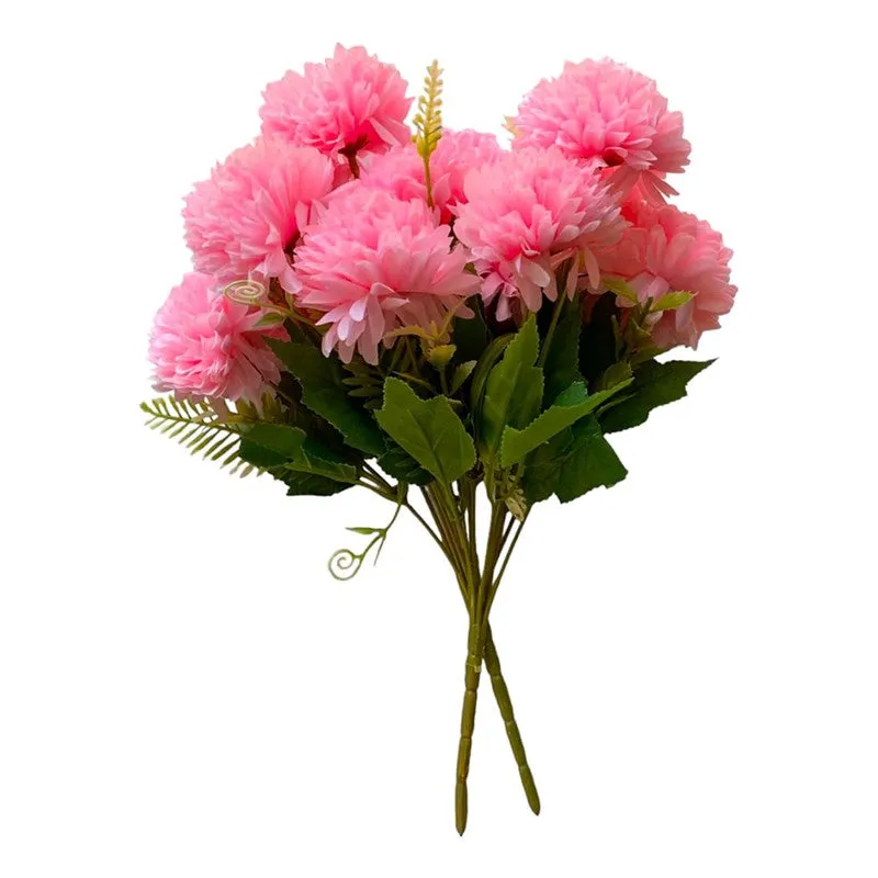Hortensia Chrysanthemum Silk Artificial Flower Sticks - Pink media 4