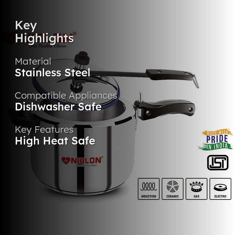 Nirlon Steel Glaze Pressure Cooker - 3000 mL/ 8 Inches media 2