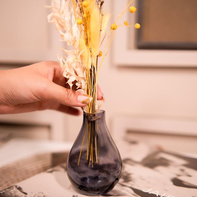 Elegant Black Glass Vase with Dried Flowers media 3