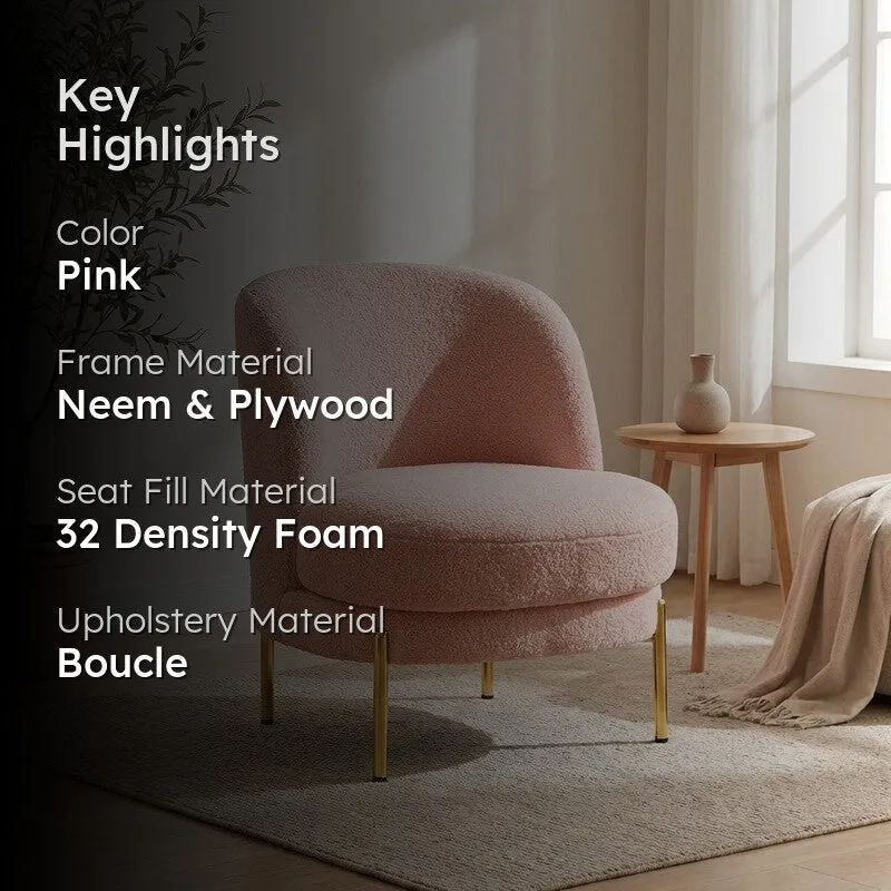 Calyra Neem Wood Accent Chair - Pink media 2