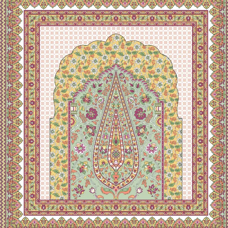 Ethnic Bloomy Cotton Bedsheet (Red,Green,White) - 120 TC media 4