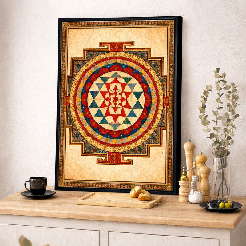 Yantra Mandala Canvas Wall Painting With Frame media 5