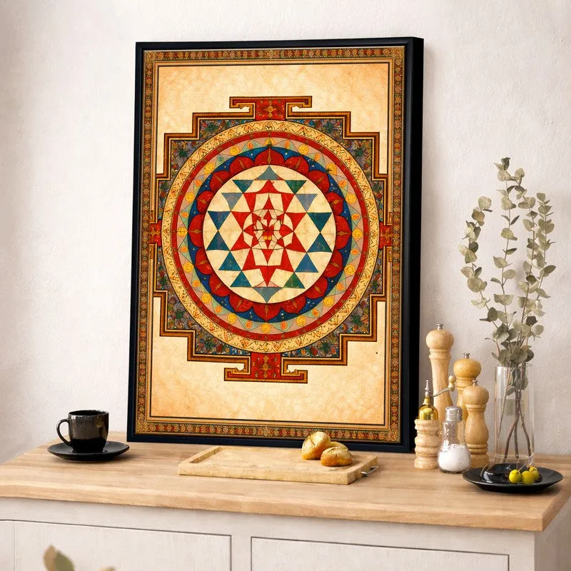 Yantra Mandala Canvas Wall Painting With Frame media 5