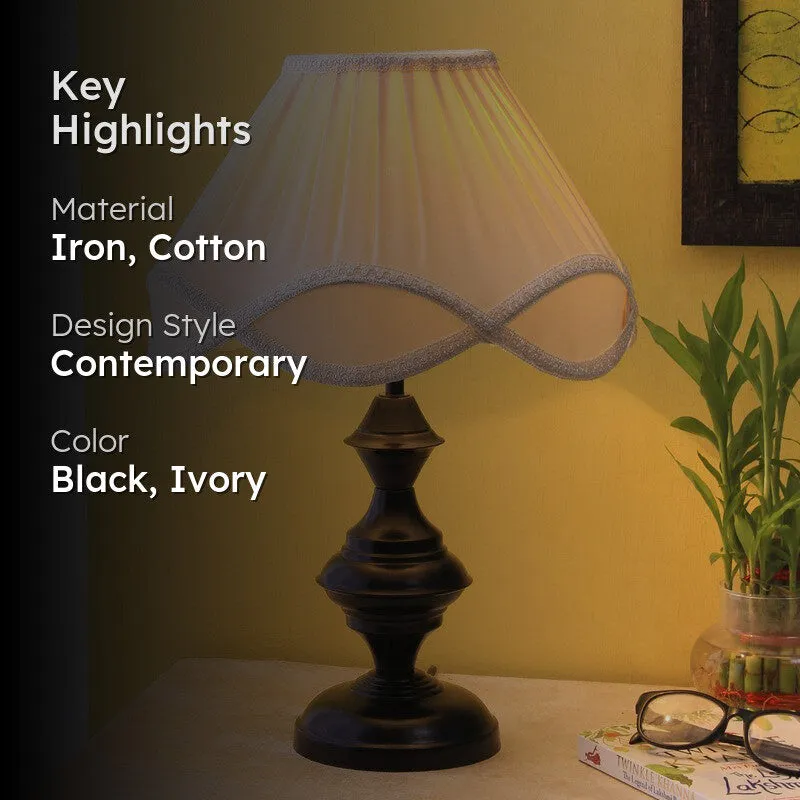 Flamelle Cotton Table Lamp With Iron Base - Ivory media 2
