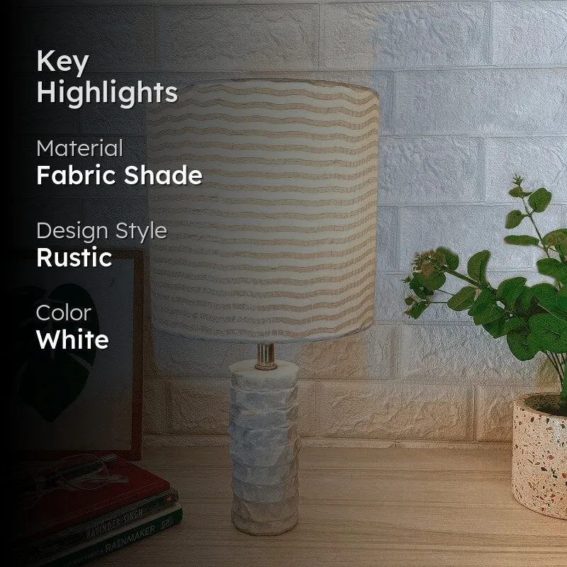 Miraao Sculpt Hand Crafted Fabric Table Lamp - White media 2