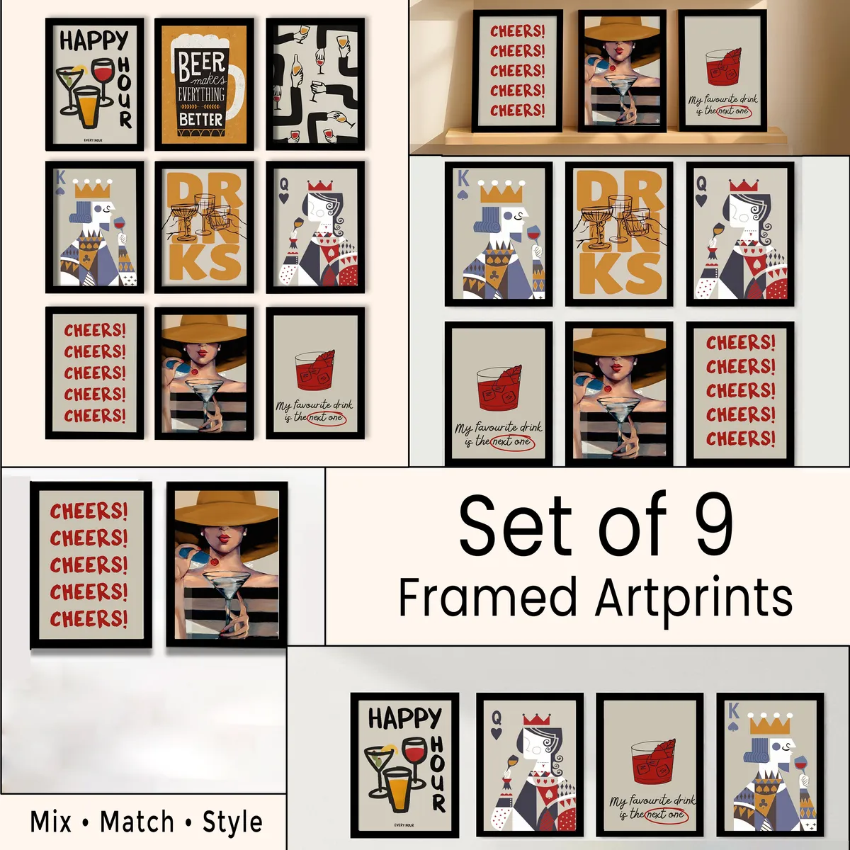 Party Wall Painting With Frame - Set Of Nine media 4