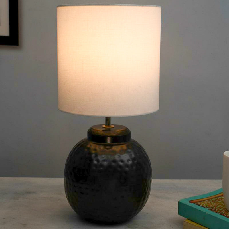 Lanai Pastha Fabric Table Lamp - White,Copper