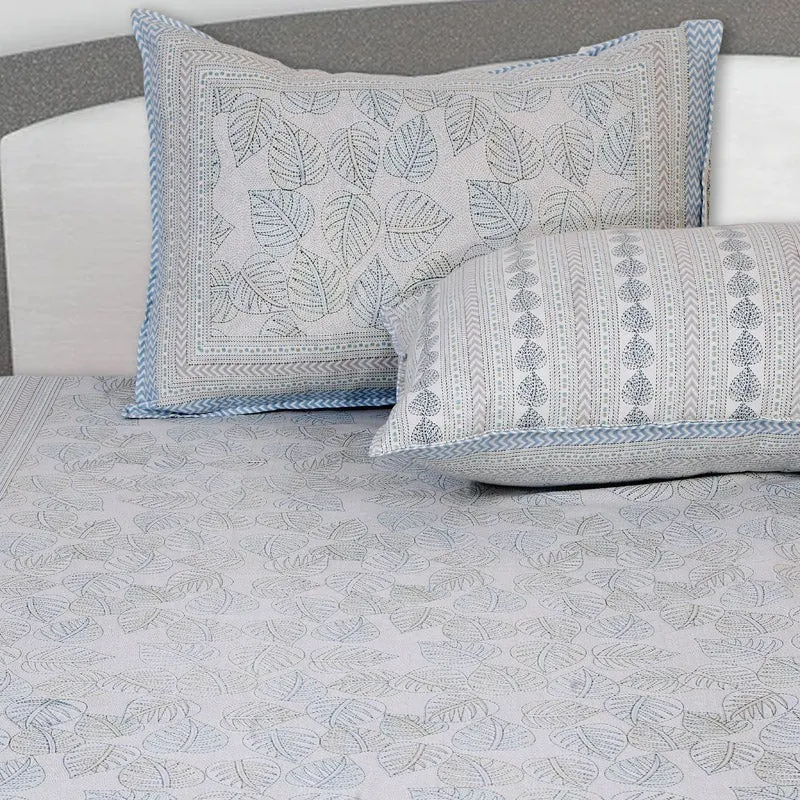 Nistara Floral Cotton Bedsheet (Blue) - 144 TC media 4