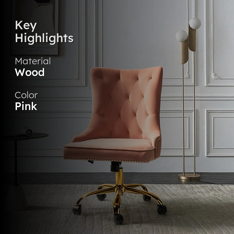 Seatra Neem Wood Office Chair - Pink media 2