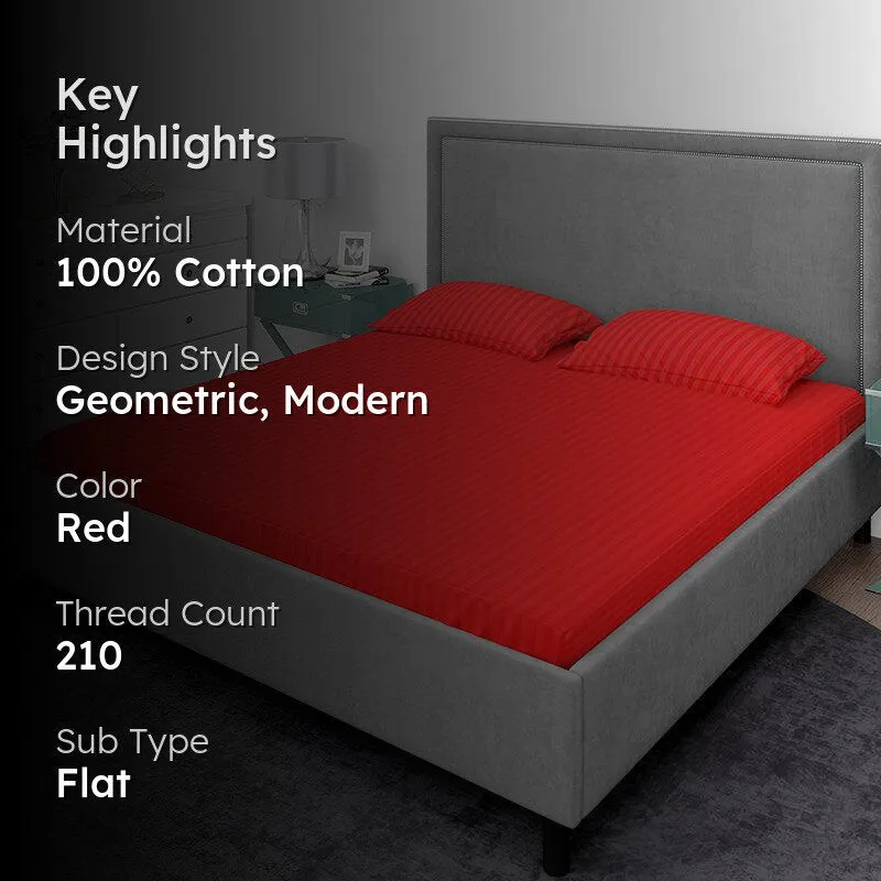 Chic Lines Geometric Cotton Bedsheet (Orange) - 210 TC media 2