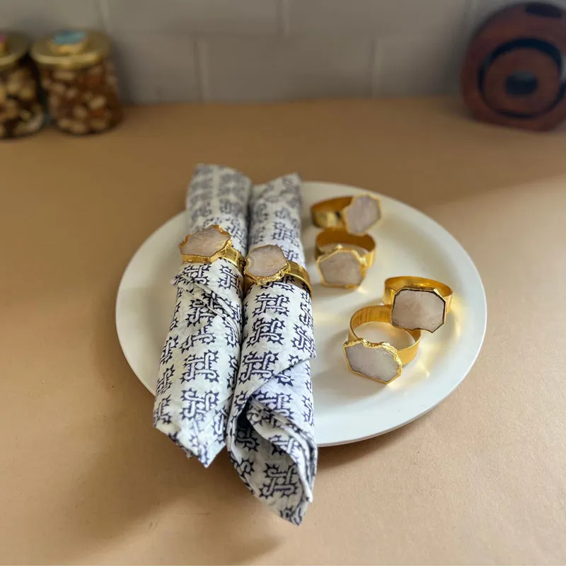 Suzzaine Handcrafted Agate Napkin Rings (White) - Set Of Six media 1