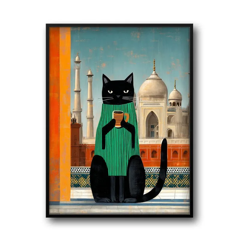 Odyssey Cat Wall Painting With Frame media 3