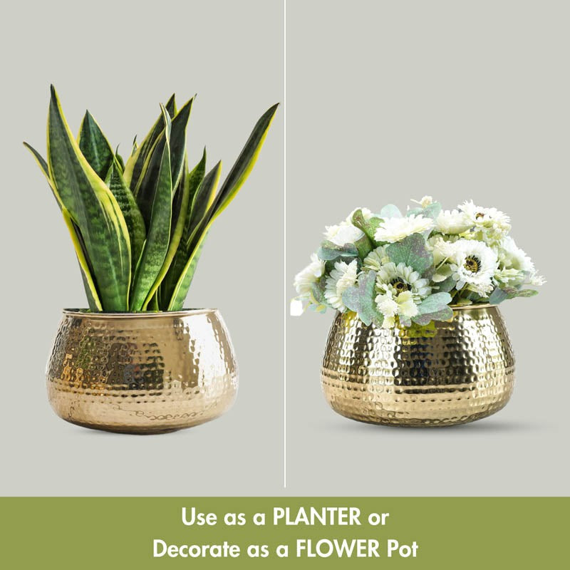 Classic Hammered  Planter - Gold media 6